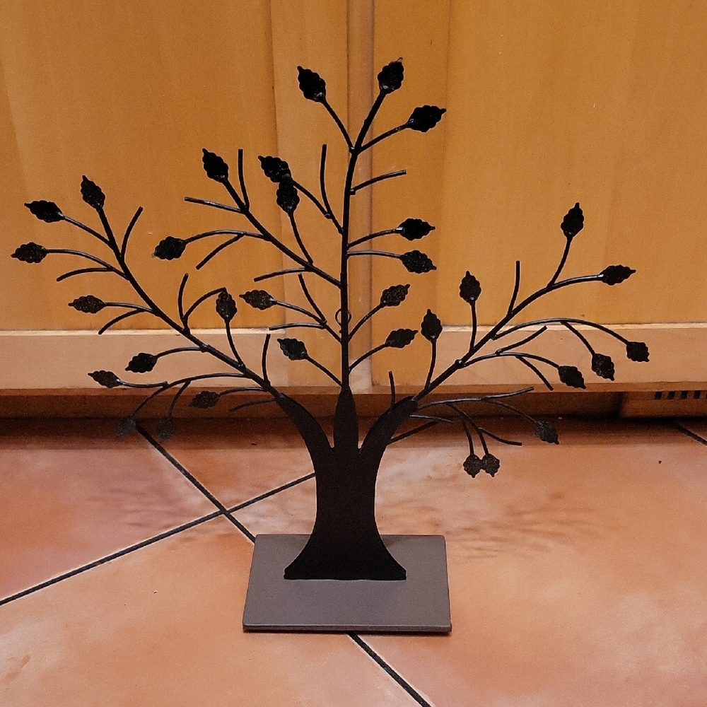 Black Metal Tree Jewelry Holder Organizer